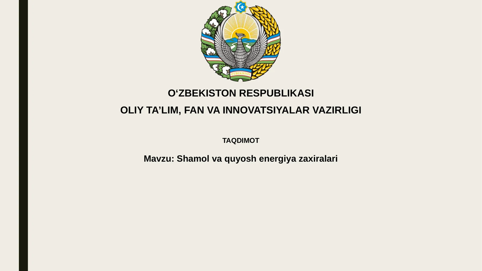 Shamol va quyosh energiyasi zaxiralari