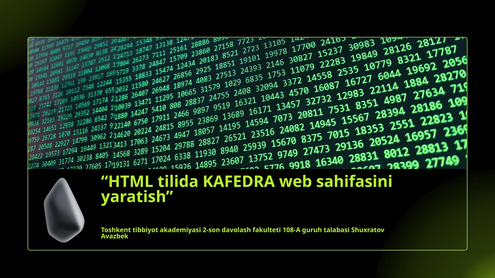 HTML tilida KAFEDRA websahifasini yaratish