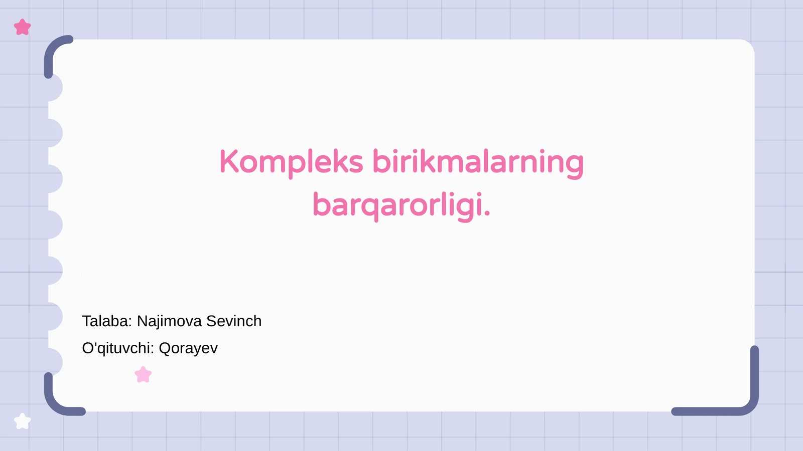 Kompleks birikmalarning barqarorligi