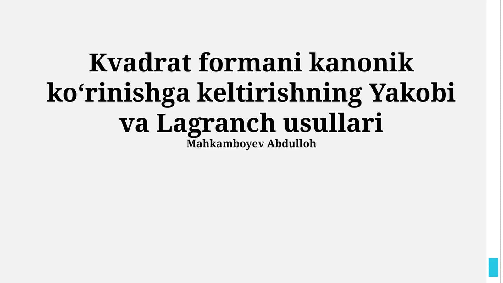 Yakobi va Lagranj usullari