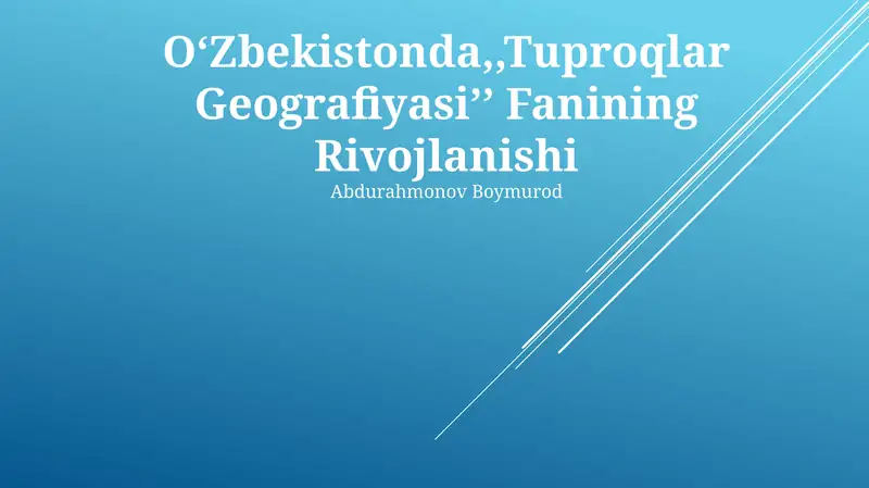 Tuproqlar Geografiyasi