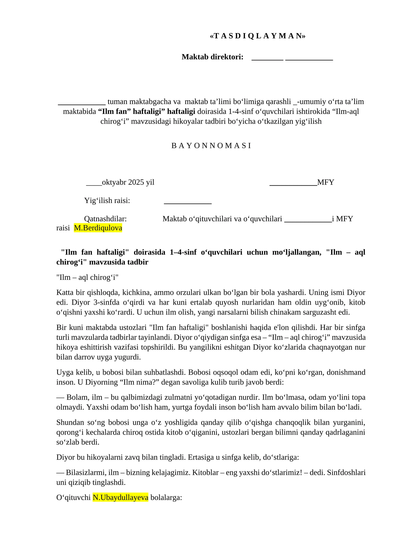 Ilm-aql chirog‘i tadbiri