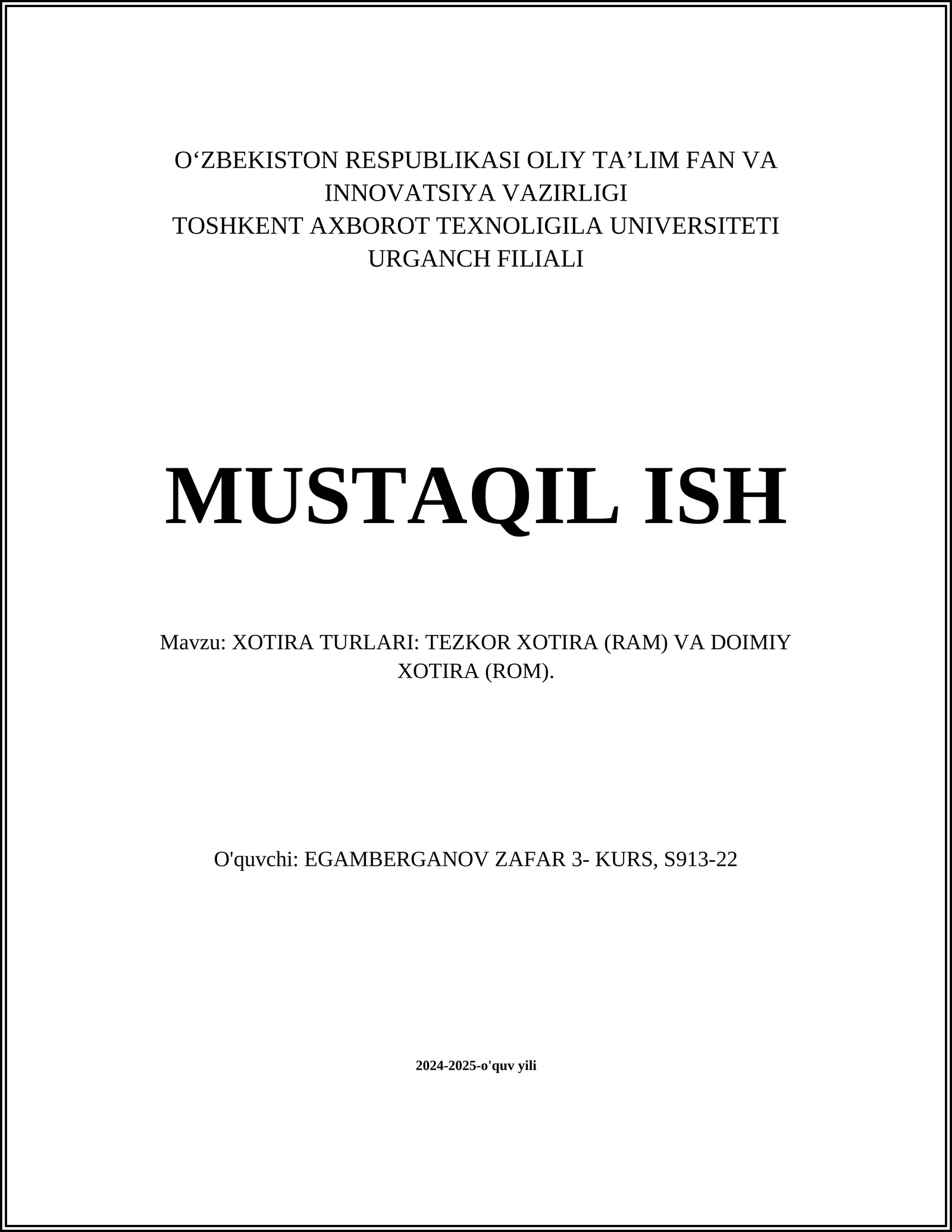 Tezkor xotira (RAM) turlari