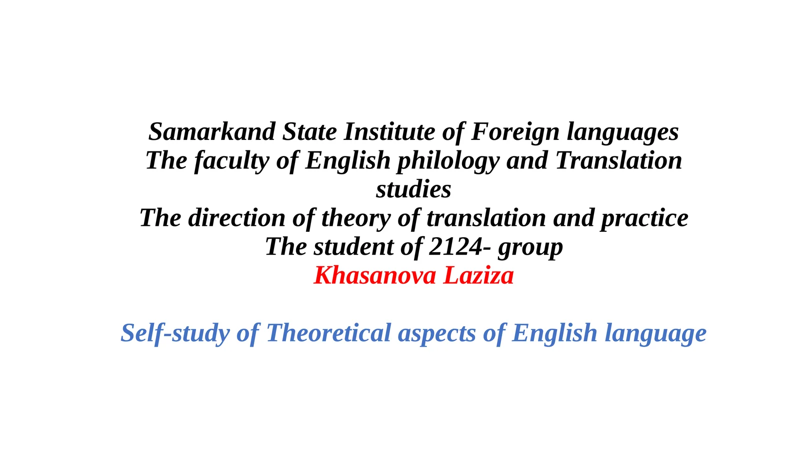 Theoretical aspects of English language. Types of sentences