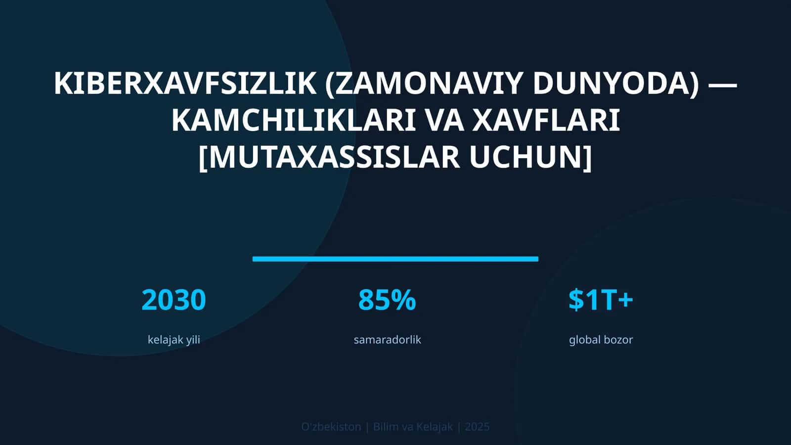 KIBERXAVFSIZLIK (ZAMONAVIY DUNYODA) — KAMCHILIKLARI VA XAVFLARI [MUTAXASSISLAR UCHUN]