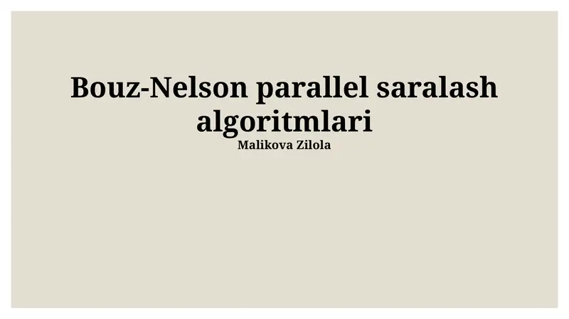 Bouz-Nelson parallel saralash algoritmlari