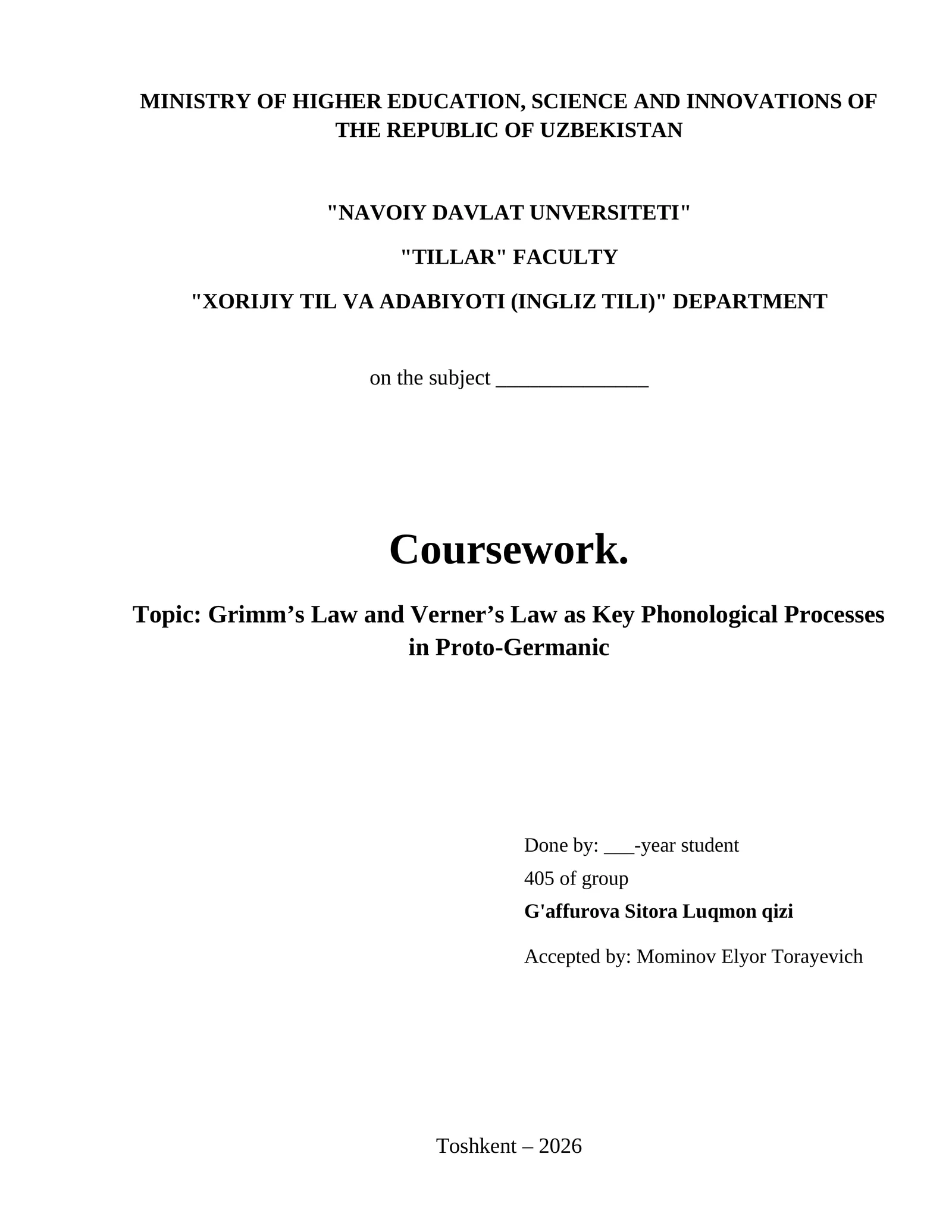 Grimm’s Law and Verner’s Law as Key Phonological Processes in Proto-Germanic