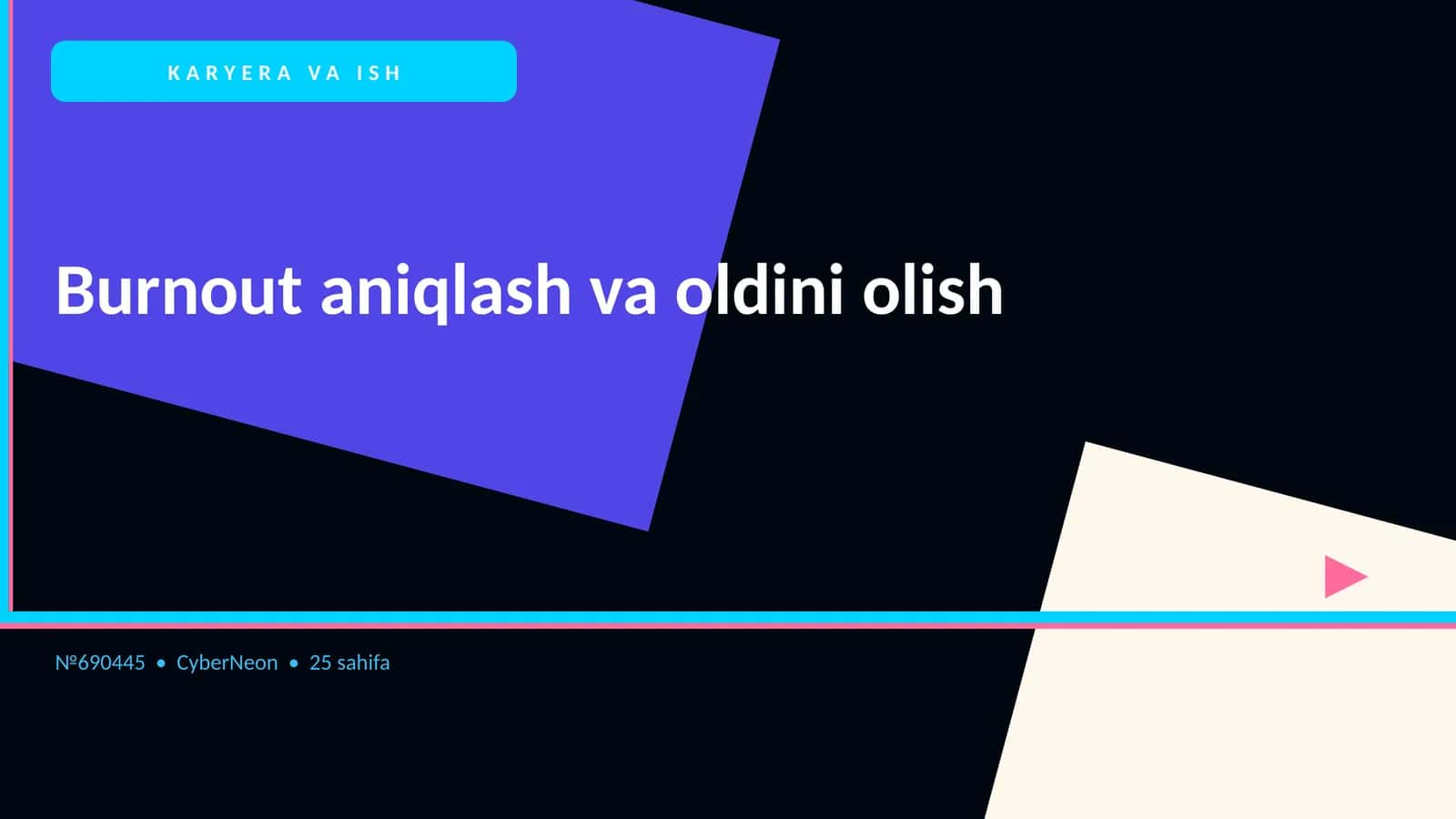 KARYERA VA ISH: Burnout aniqlash va oldini olish