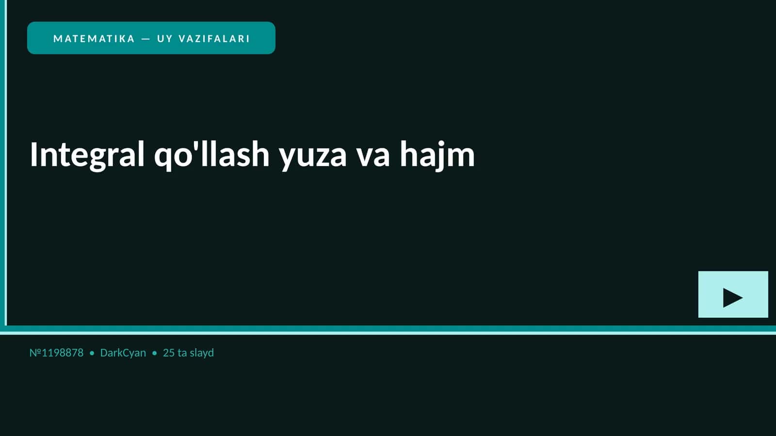 Integral qo'llash yuza va hajm
