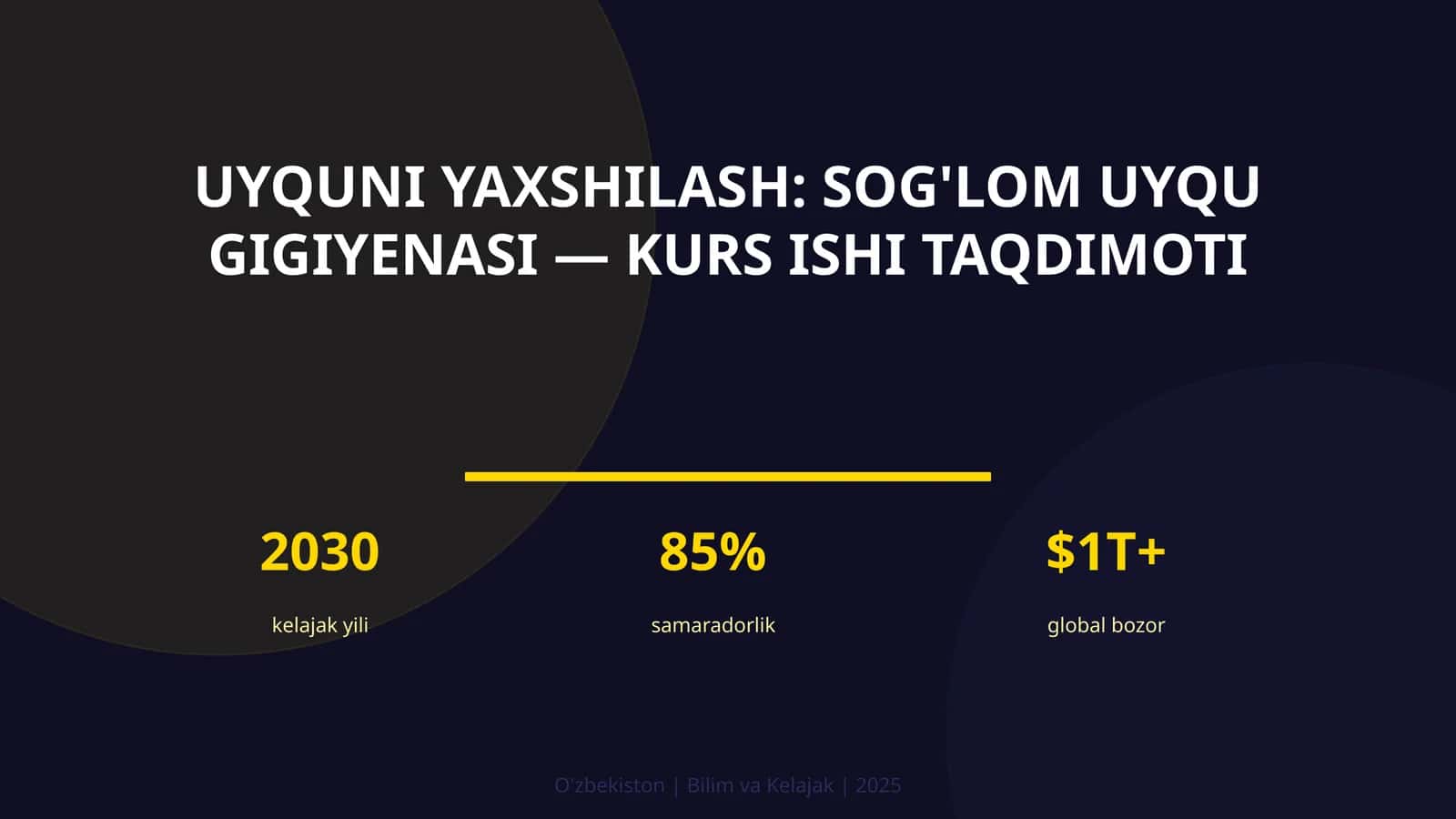 Uyquni yaxshilash: sog'lom uyqu gigiyenasi — kurs ishi taqdimoti