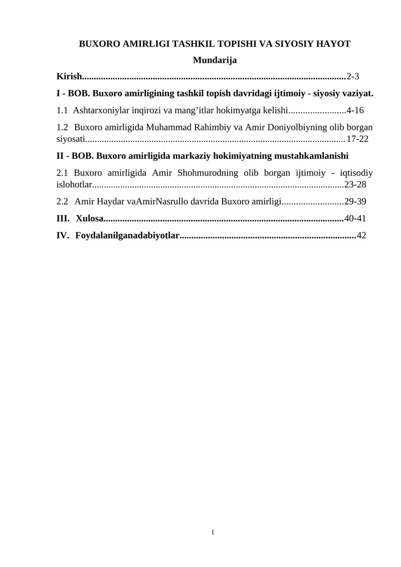 Buxoro amirligi tashkil topishi va siyosiy hayot.docx