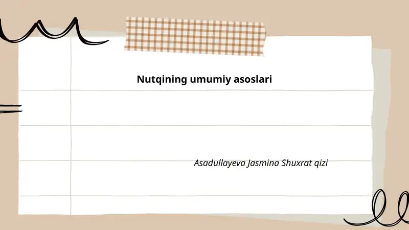 Nutqining Umumiy Asoslari