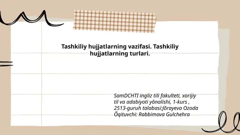 Tashkiliy hujjatlarning vazifasi