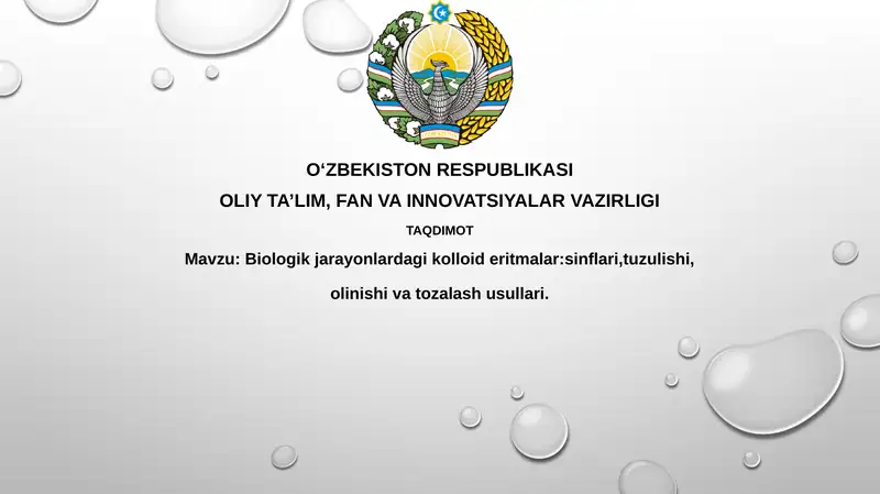 Biologik jarayonlarda kolloid eritmalar