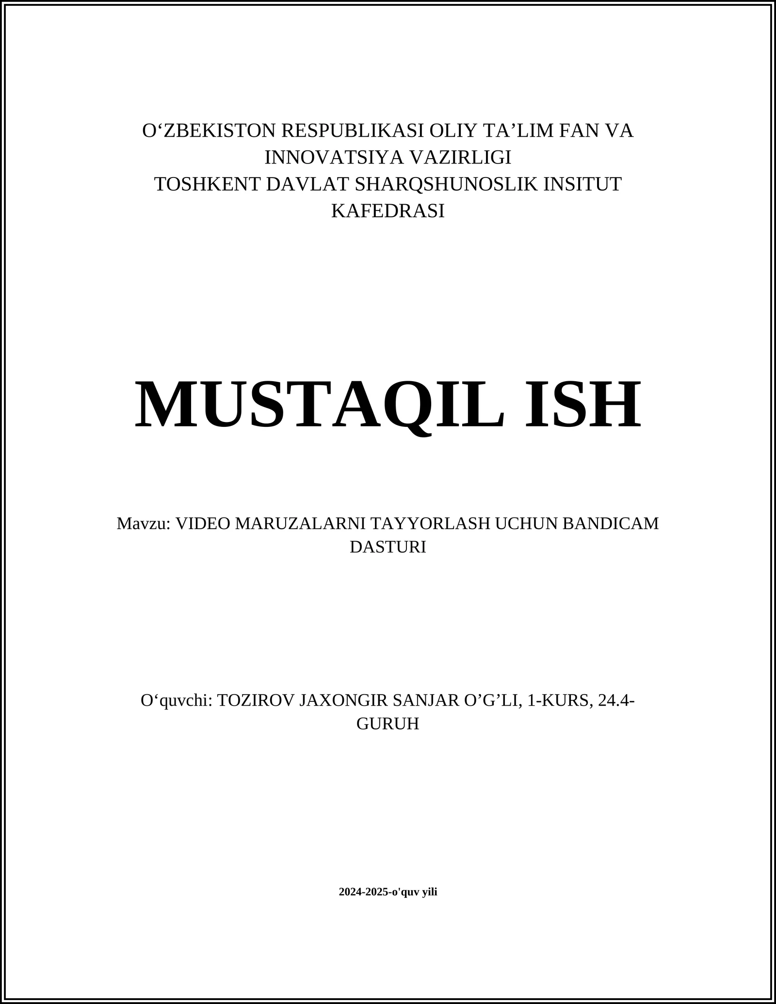 Bandicam Dasturi