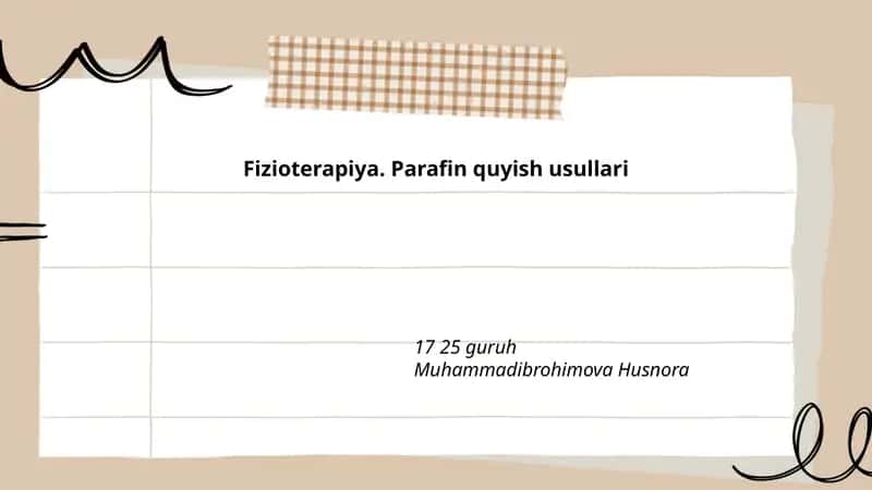 Fizioterapiya. Parafin quyish usullari