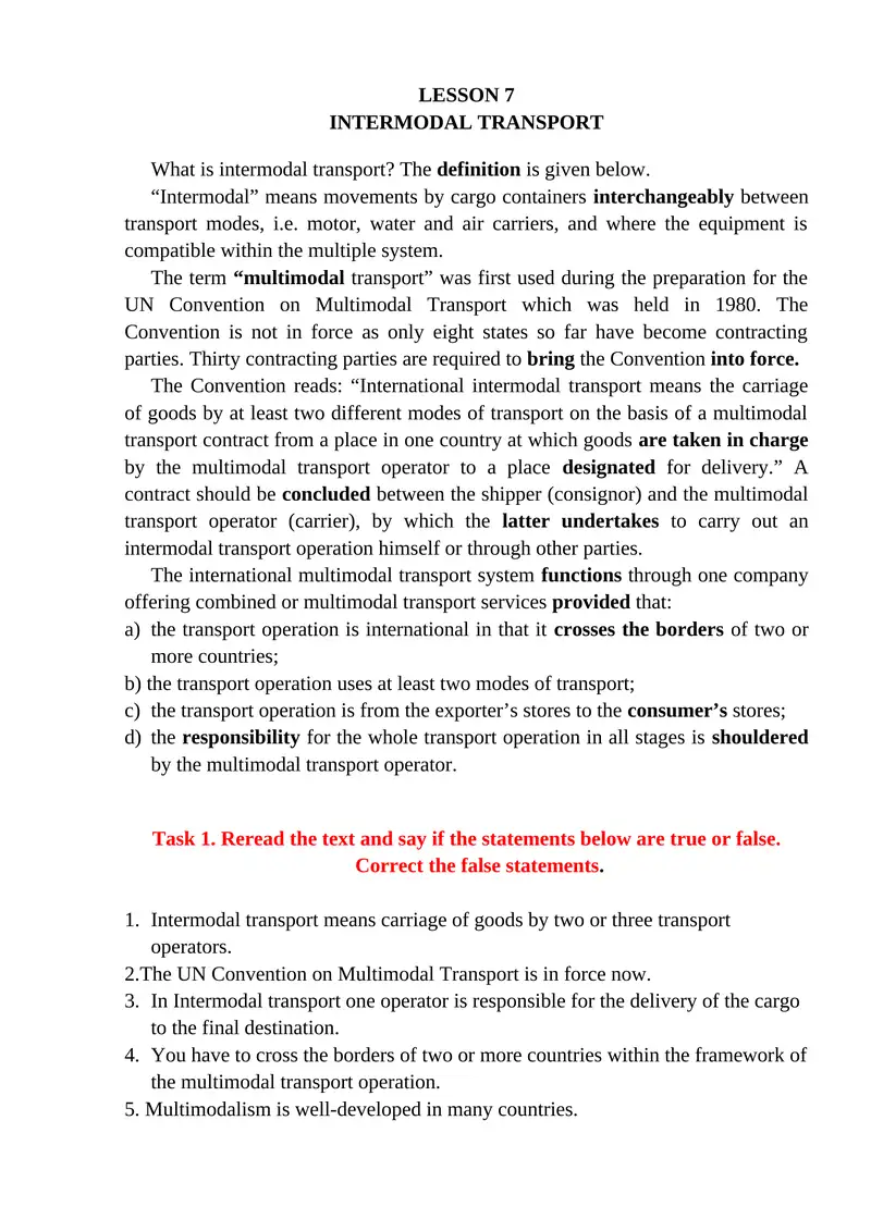 INTERMODAL TRANSPORT