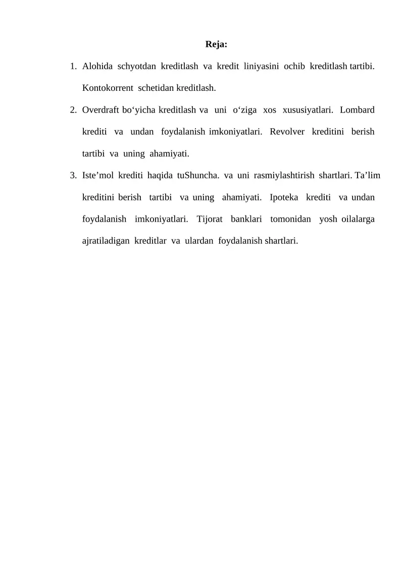 Kontokorrent schetidan kreditlash