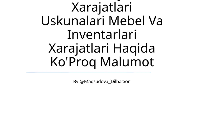 Qurilish Materiallari Buymlari Va Konstruksiyalari Xarajatlari Uskunalari Mebel Va Inventarlari Xarajatlari Haqida Ko'Proq Malumot