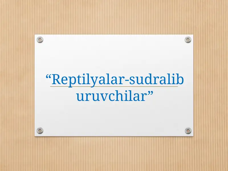 Reptilyalar-sudraliburuvchilar