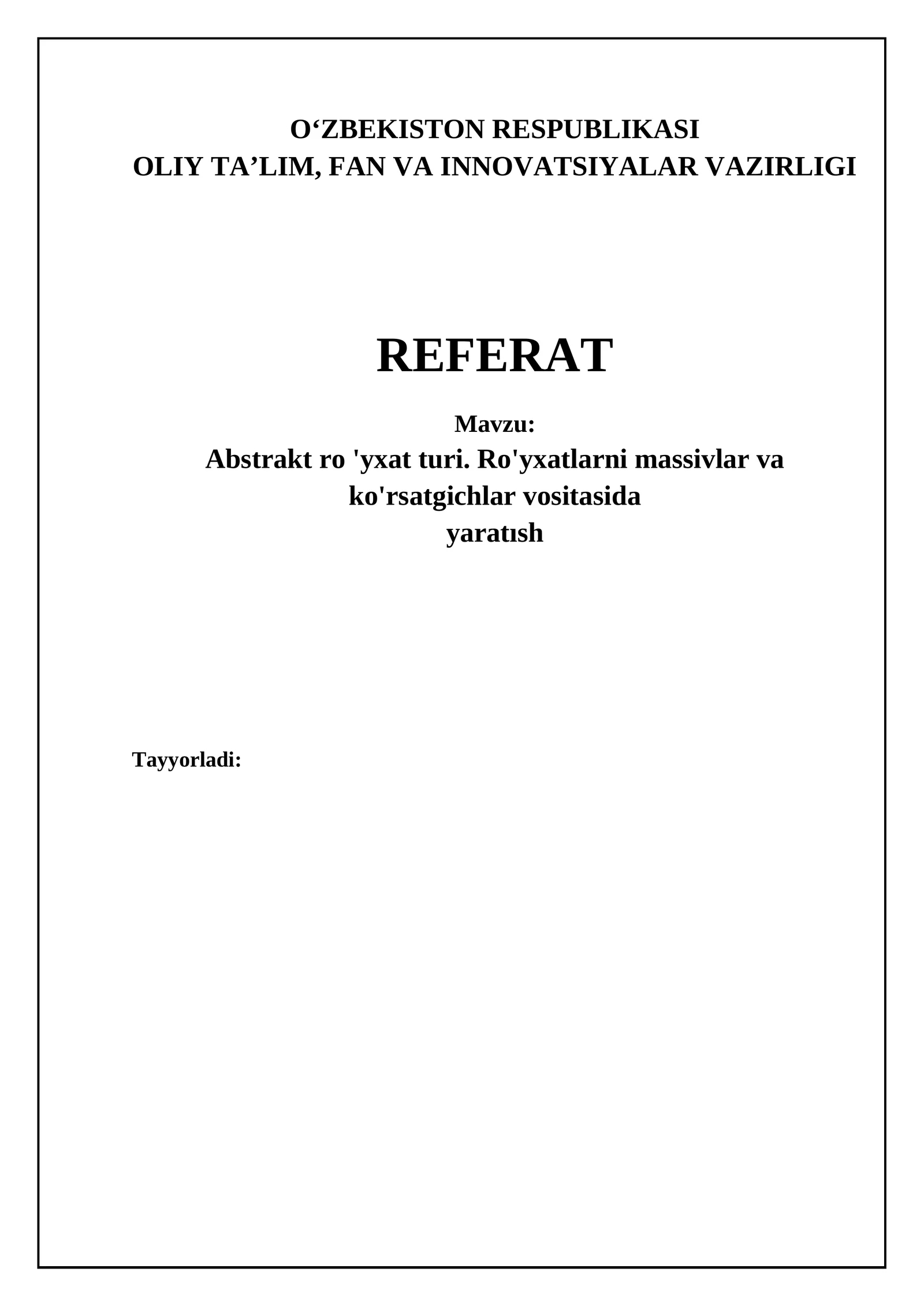 Abstrakt ro 'yxat turi va ro 'yxat operatsiyalari