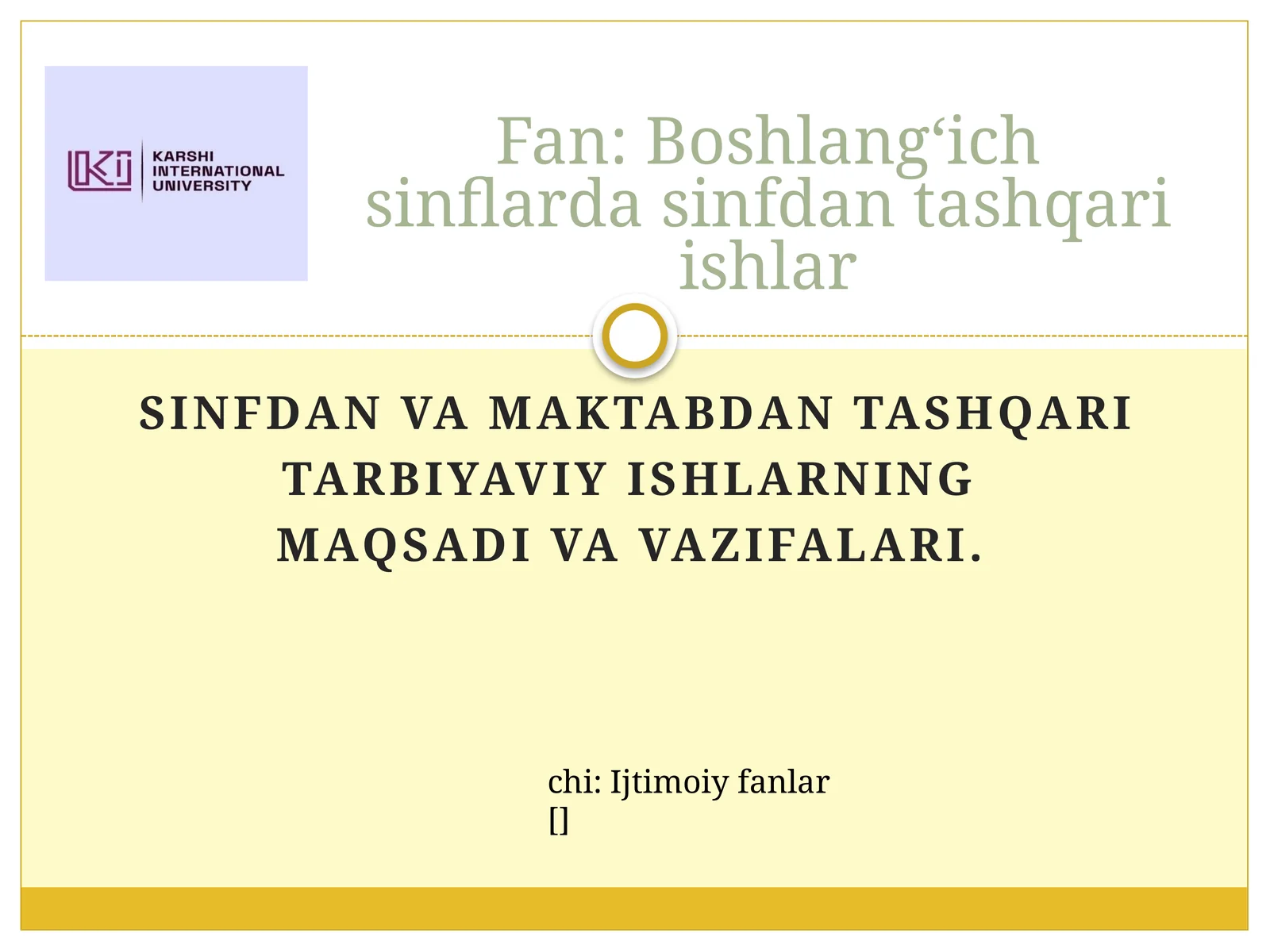 Boshlang‘ich sinflarda sinfdan tashqari ishlar