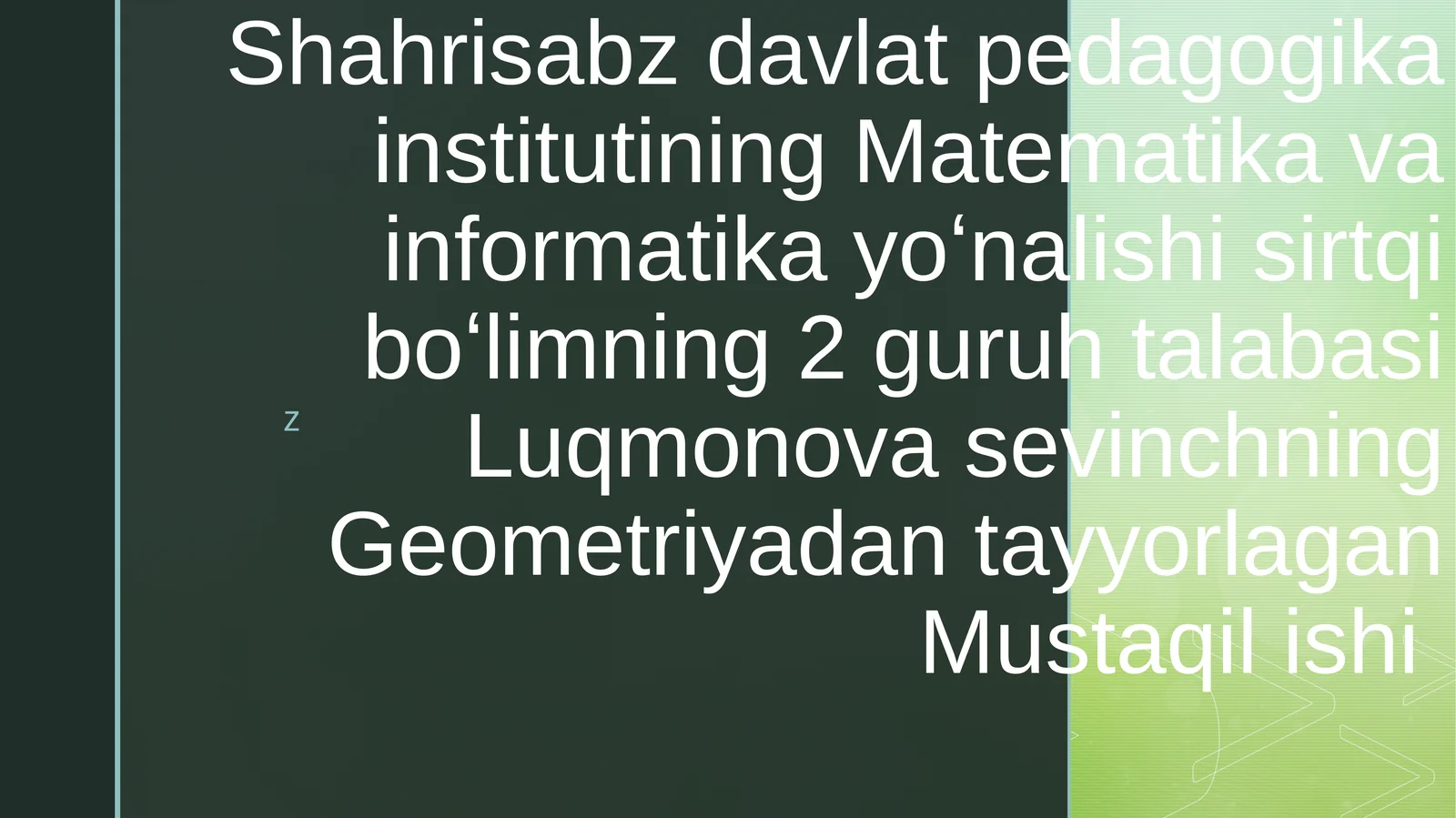 Geometriyadan tayyorlagan Mustaqil ishi