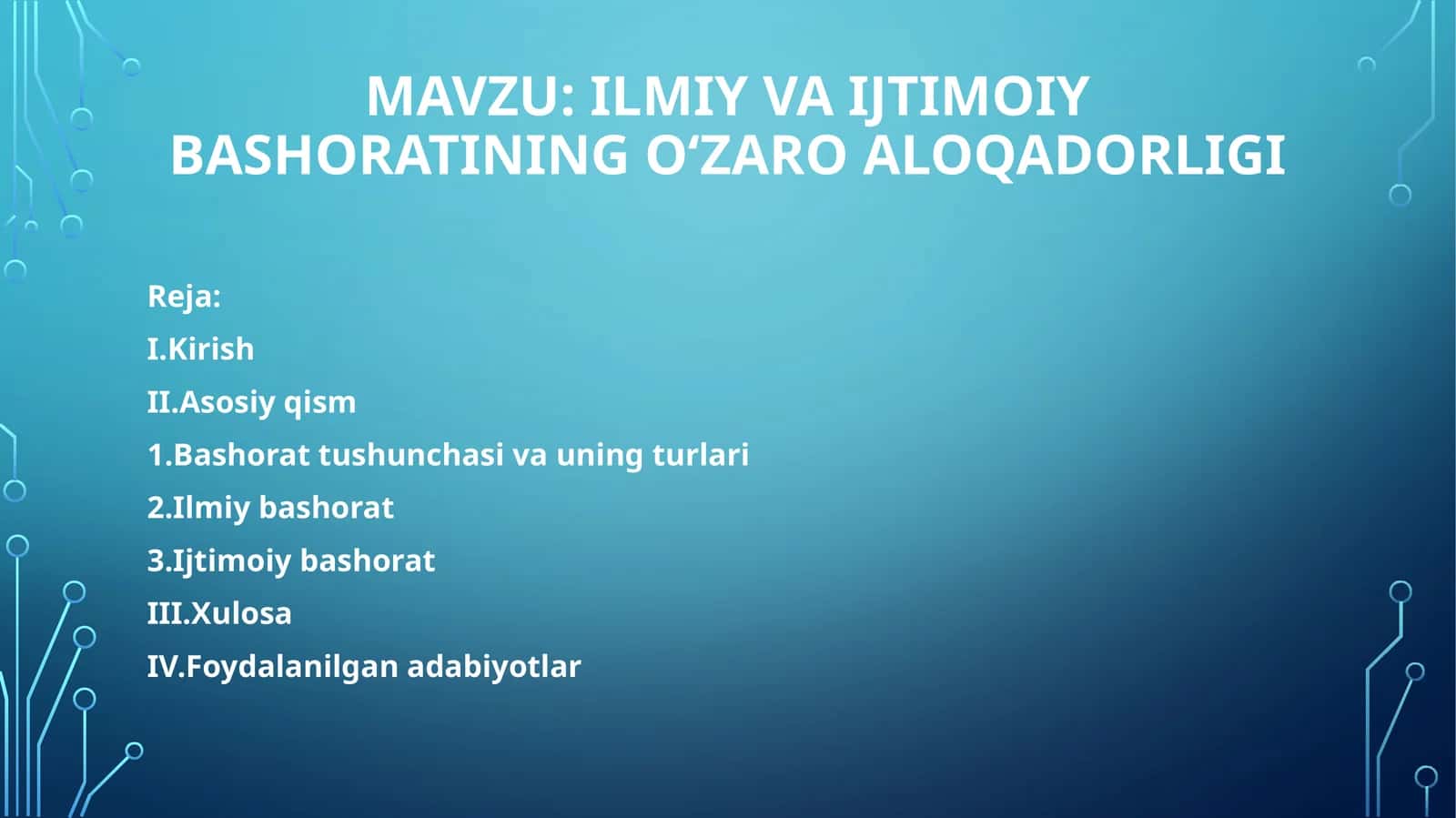 Bashorat tushunchasi va uning turlari