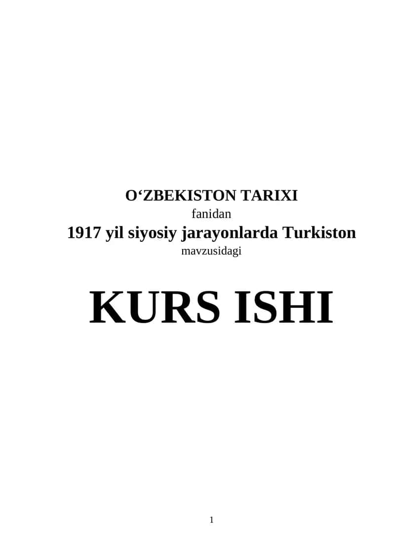 1917 yil siyosiy jarayonlarda Turkiston