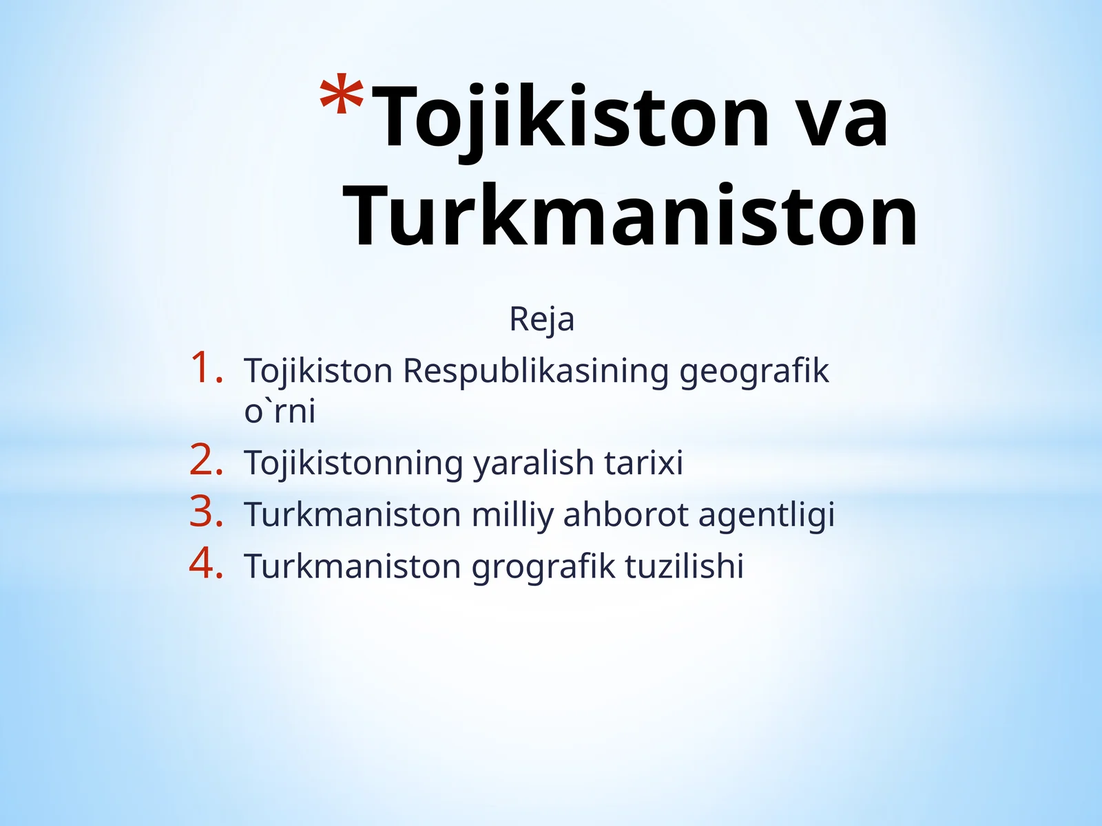 Tojikiston va Turkmaniston