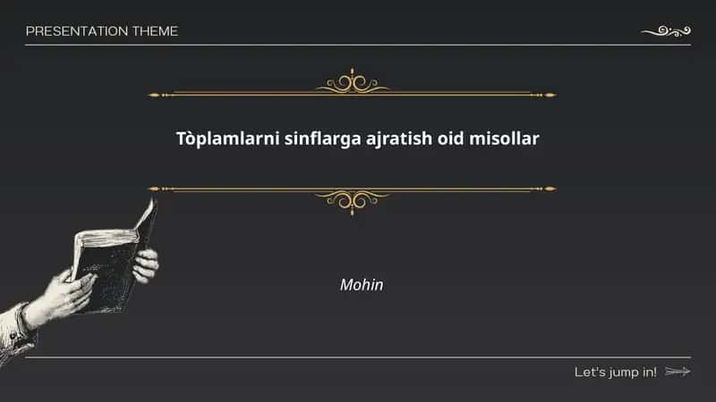 To'plamlarni sinflarga ajratish oid misollar