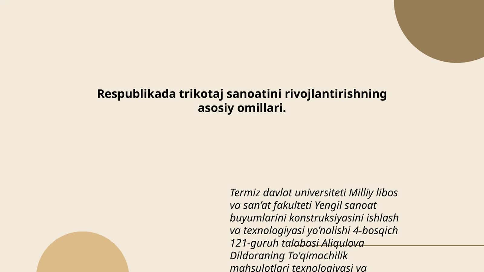To'qimachilik mahsulotlari texnologiyasi va jihozlari