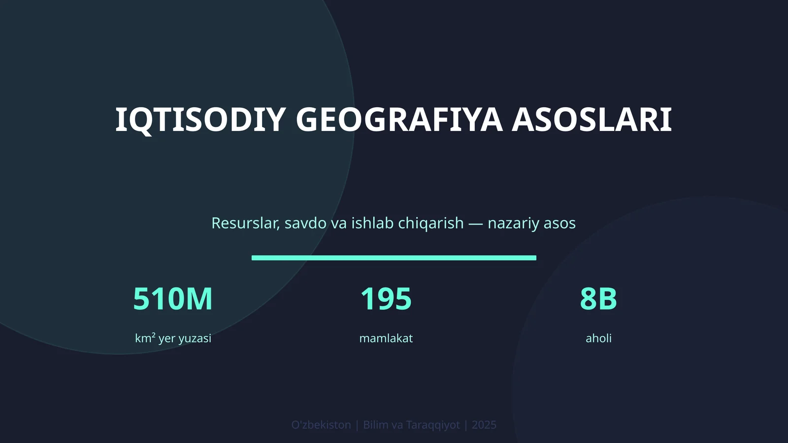 IQTISODIY GEOGRAFIYA ASOSLARI