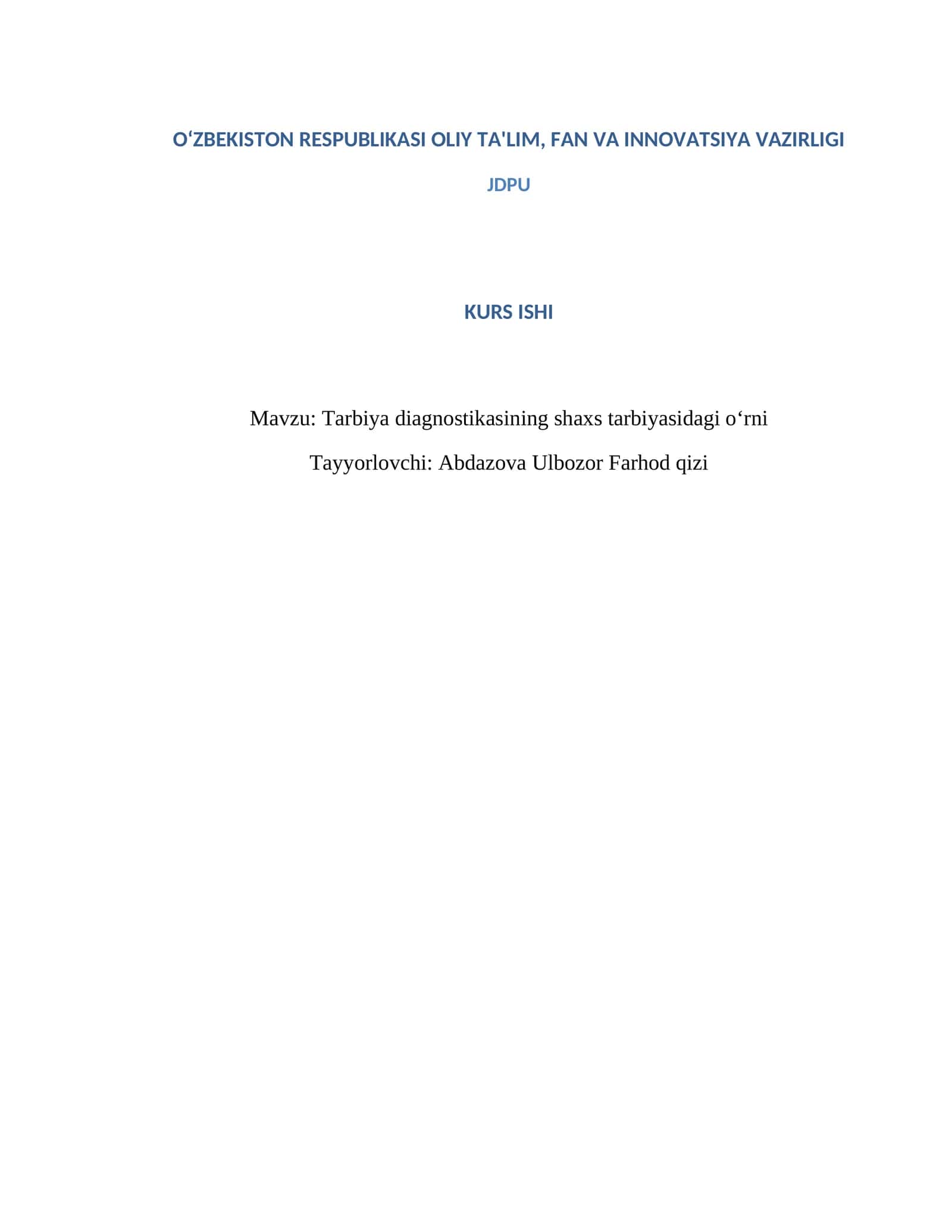 Tarbiya Diagnostikasi