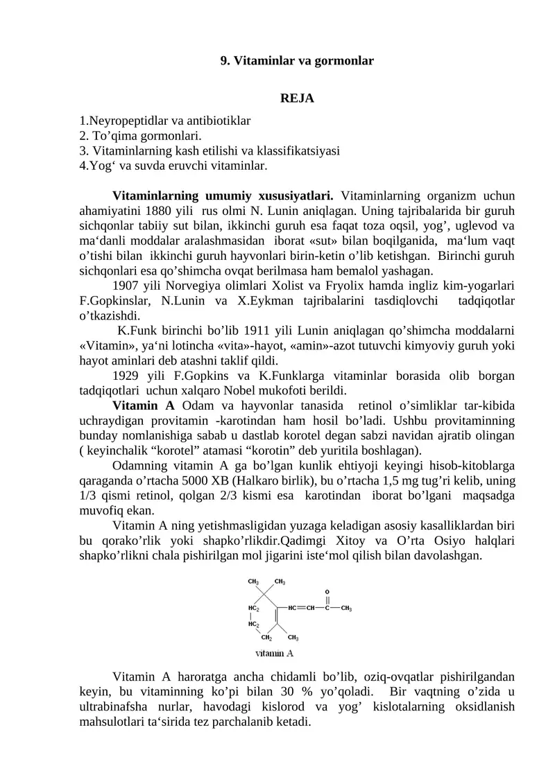 Vitaminlar va gormonlar