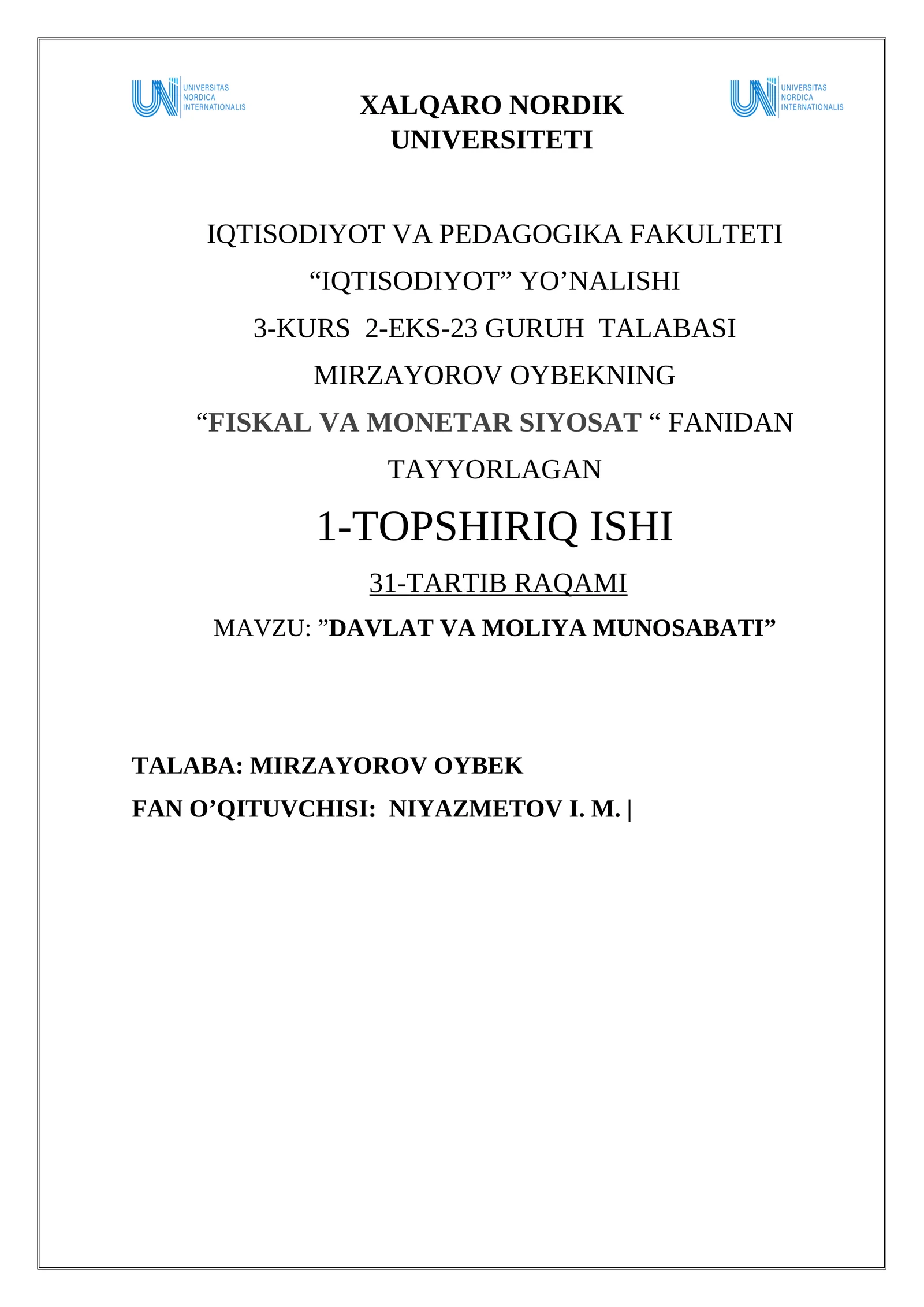 Davlat va moliya munosabati: Iqtisodiy inqiroz sharoitida ijtimoiy himoya dasturlarini moliyalashtirish mexanizmlari