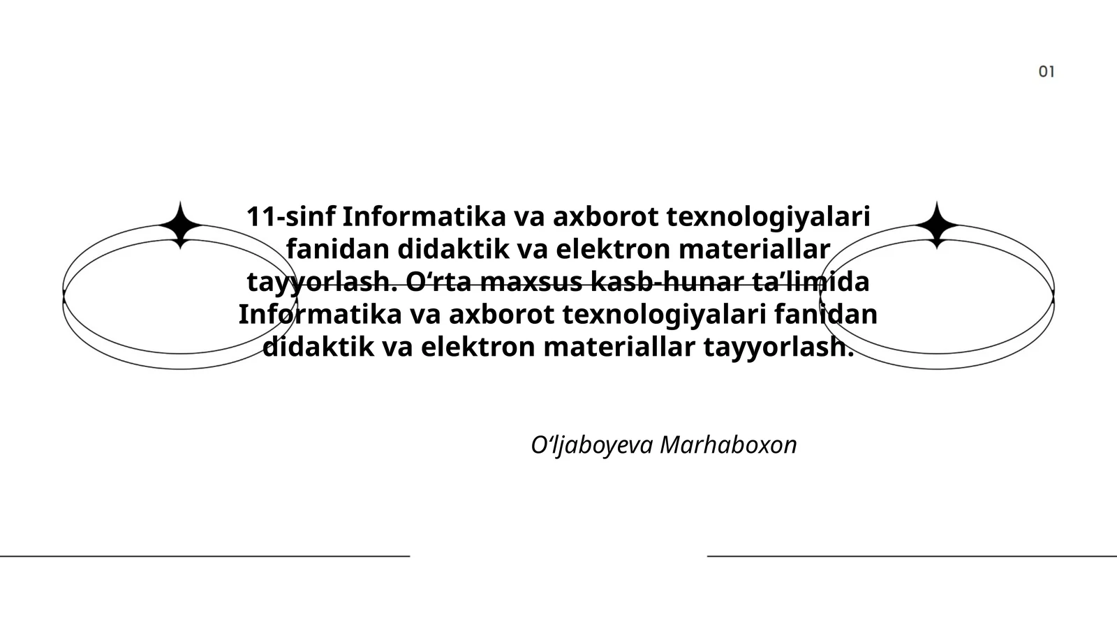 Informatika va axborot texnologiyalari fanidan didaktik va elektron materiallar tayyorlash