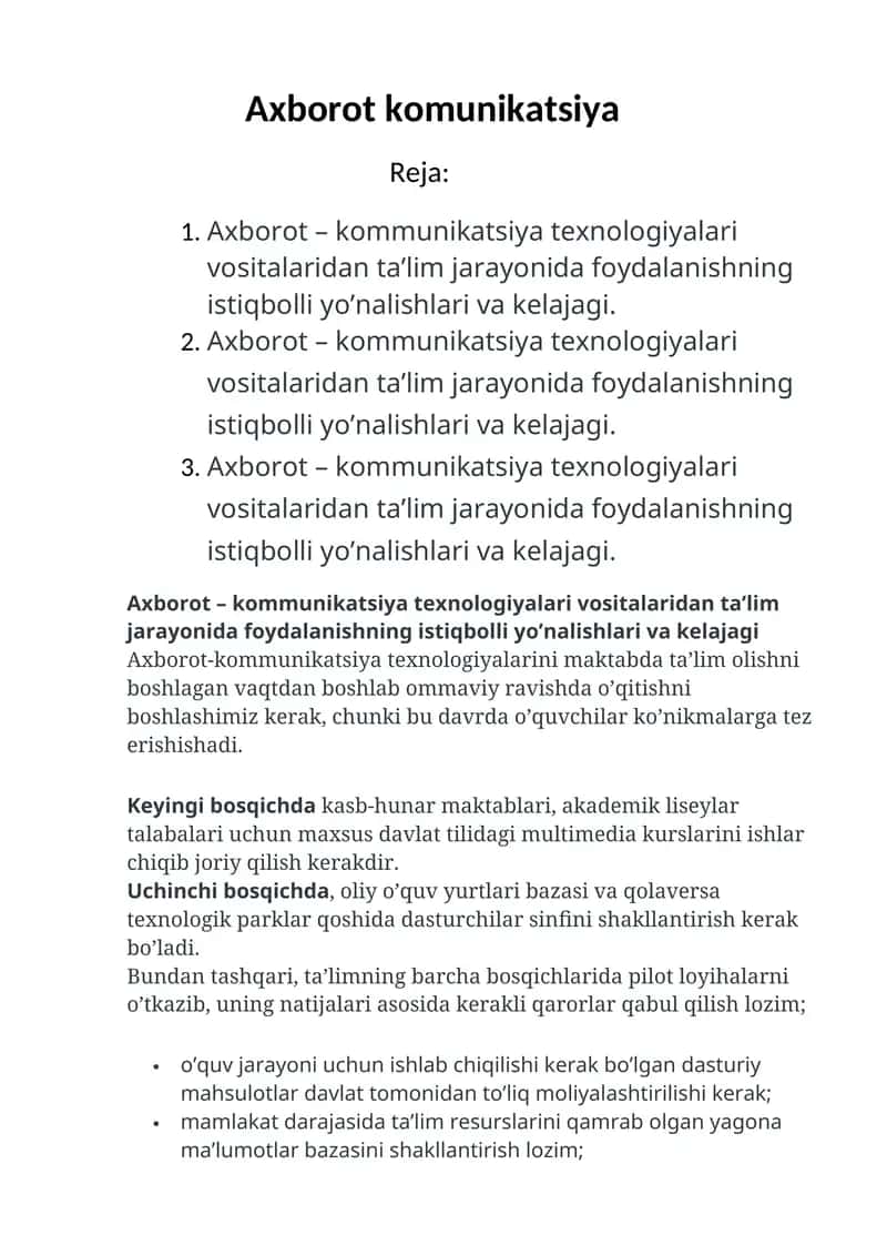 Axborot komunikatsiya texnologiyalari