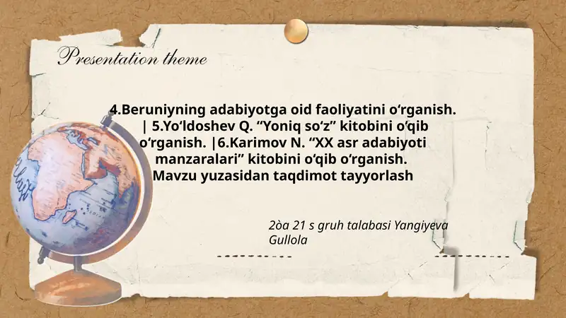 Mavzu yuzasidan taqdimot tayyorlash