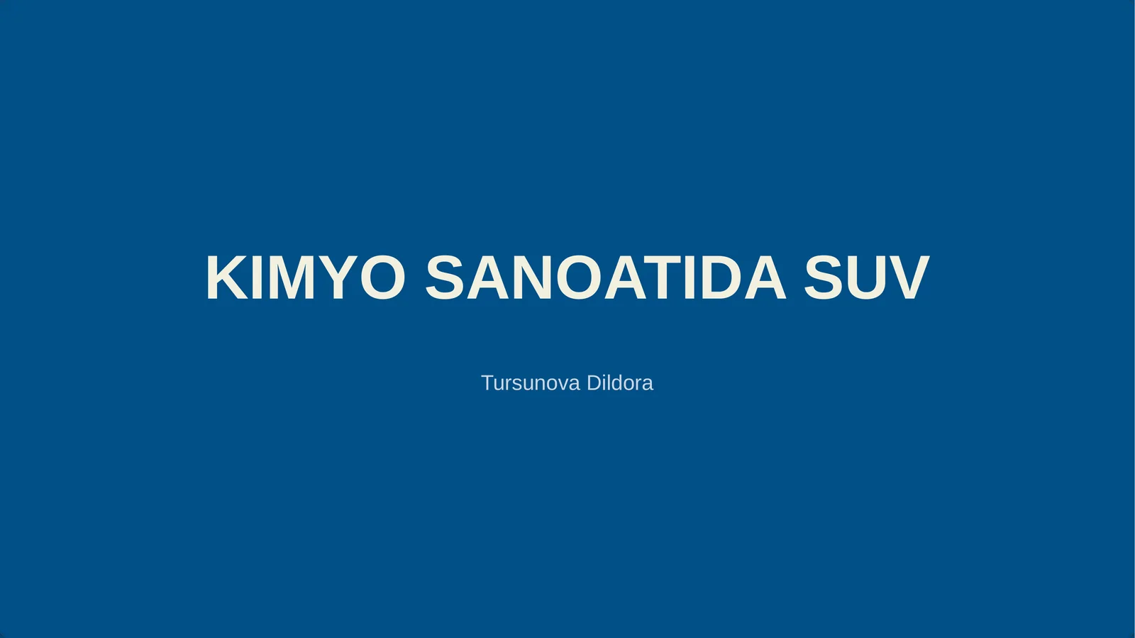 KIMYO SANOATIDA SUV