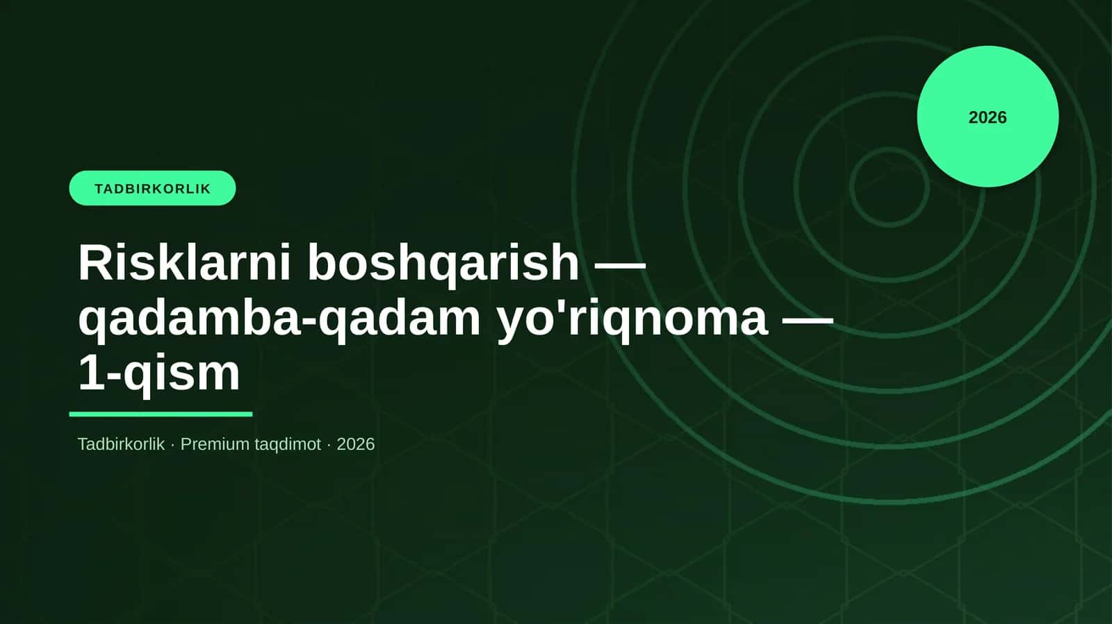 Risklarni boshqarish — qadamba-qadam yo'riqnoma — 1-qism