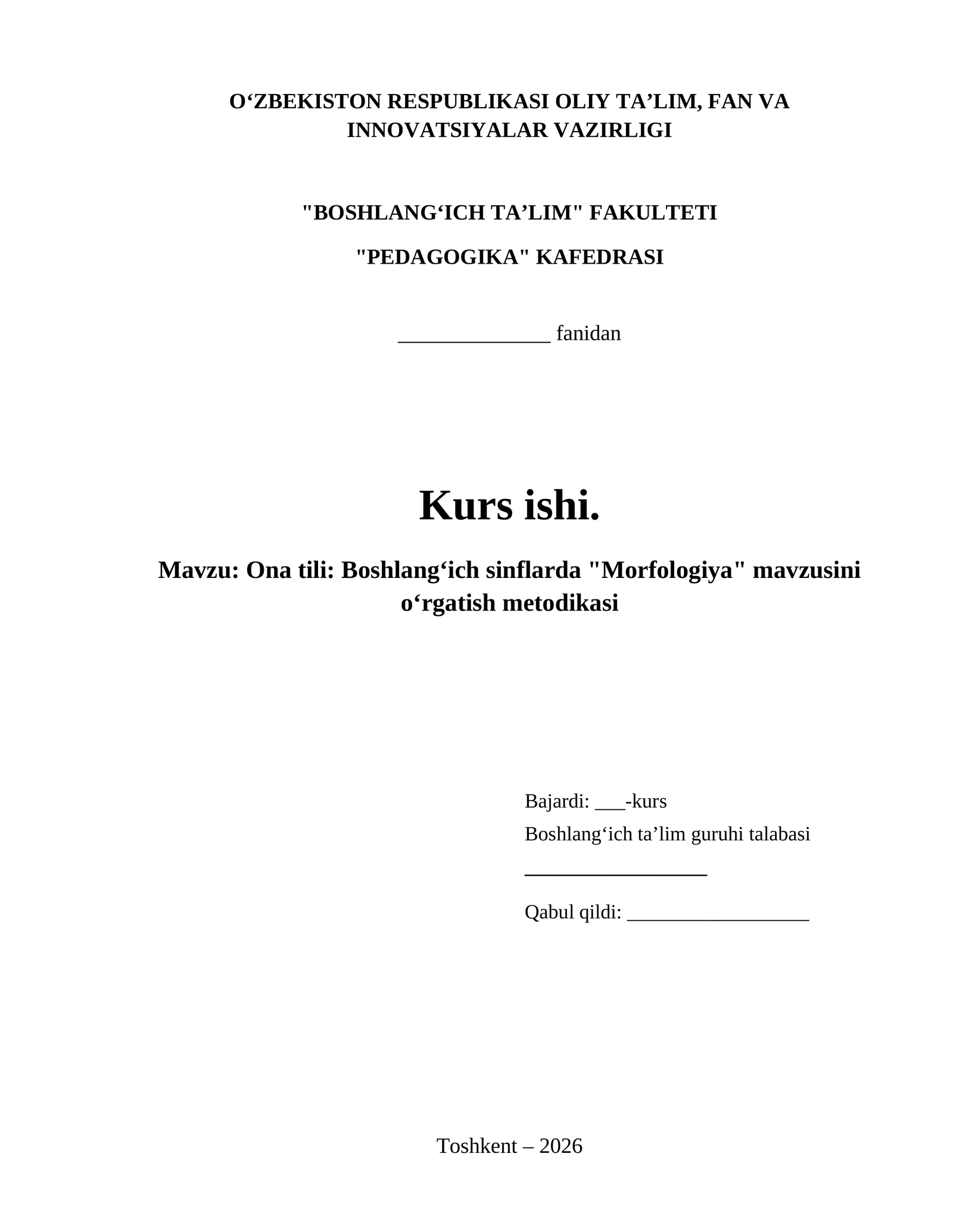 Ona tili: Boshlangʻich sinflarda "Morfologiya" mavzusini oʻrgatish metodikasi