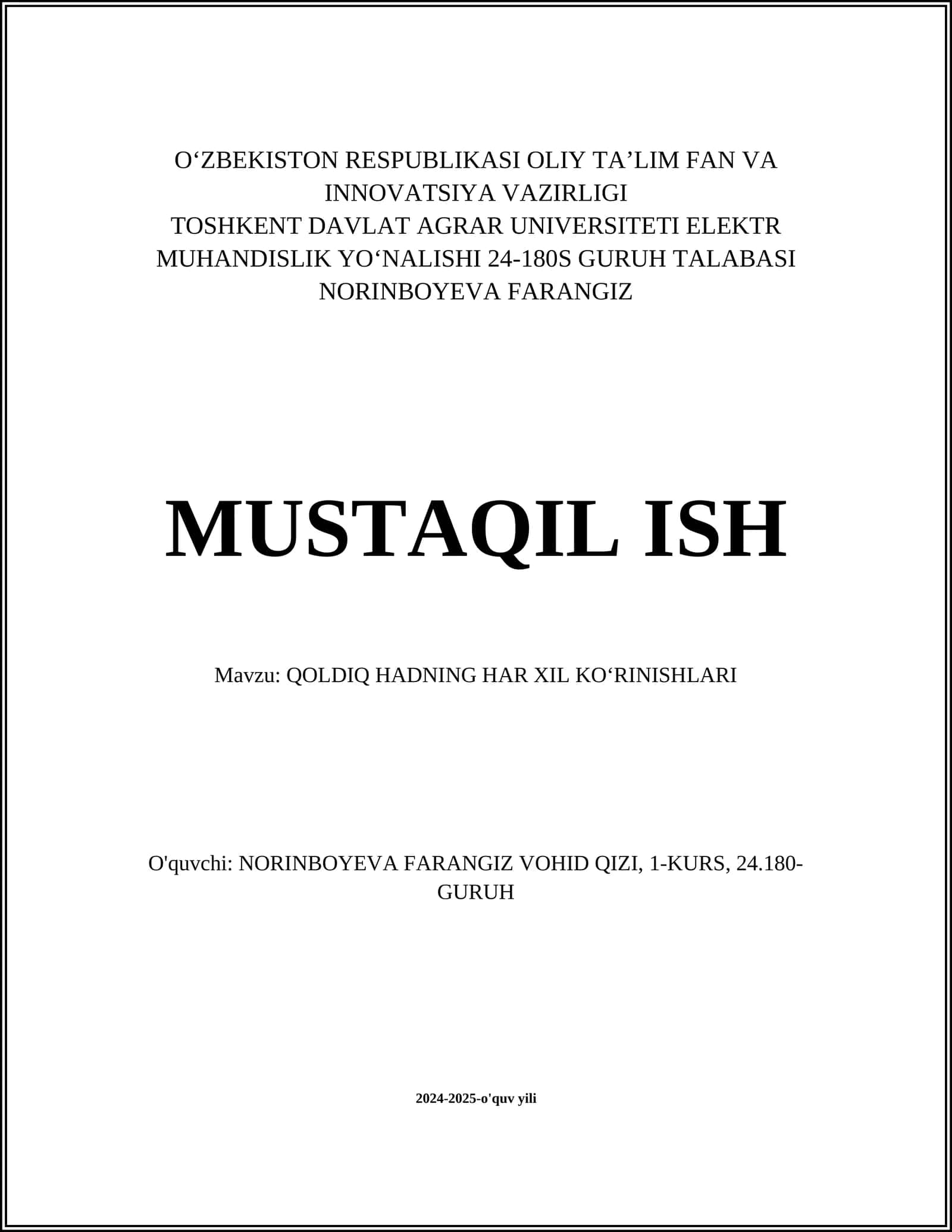 Qoldiqning Har Xil Ko'rinishlari