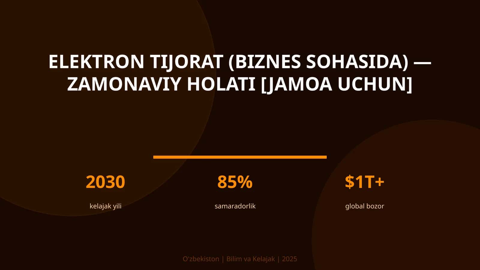 Elektron tijorat (biznes sohasida) — zamonaviy holati [jamoa uchun]