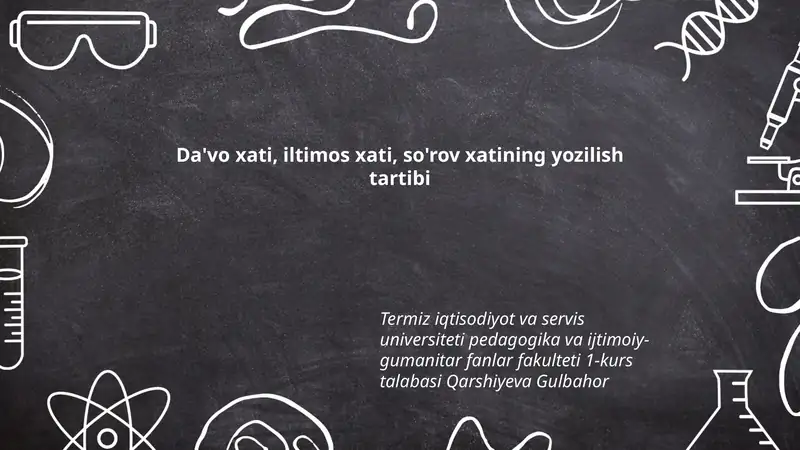 Da'vo xati, iltimos xati, so'rov xatining yozilish tartibi