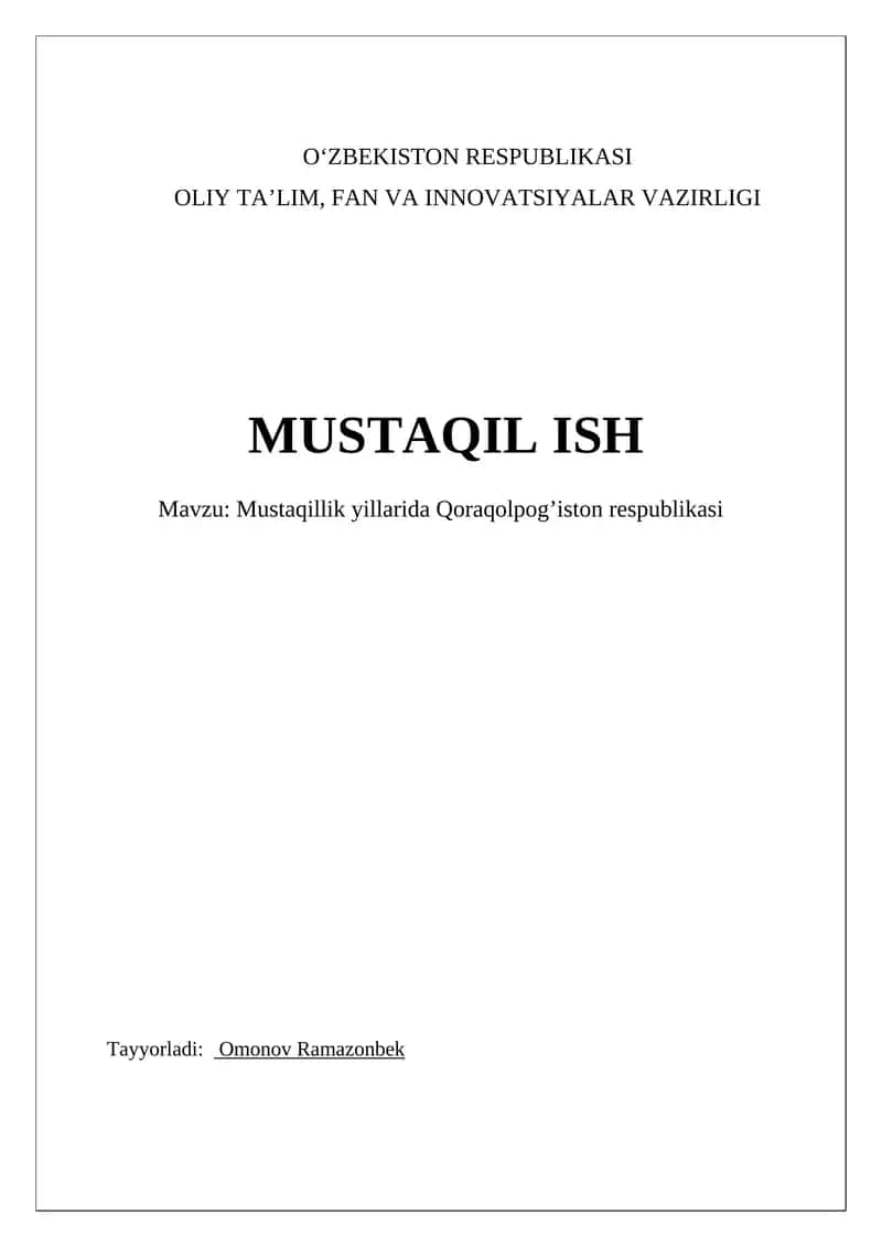 Mustaqillik yillarida Qoraqolpog’iston respublikasi