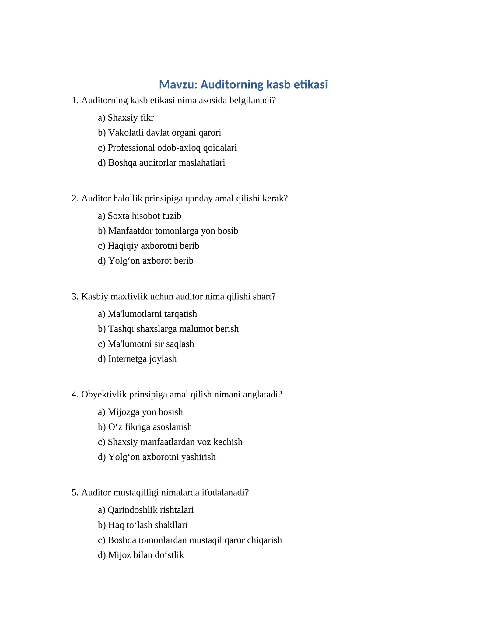 Auditorning kasb etikasi