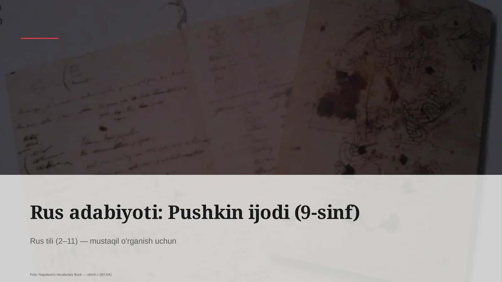 Rus adabiyoti: Pushkin ijodi (9-sinf)