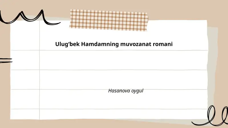Ulugʻbek Hamdamning muvozanat romani