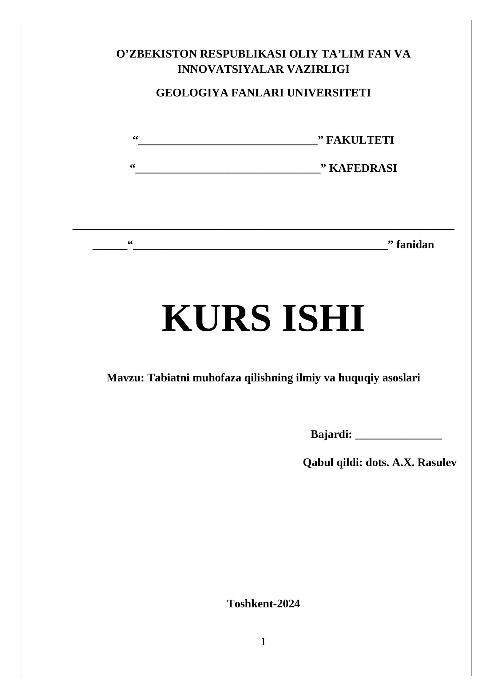 Tabiatni muhofaza qilishning ilmiy va huquqiy asoslari